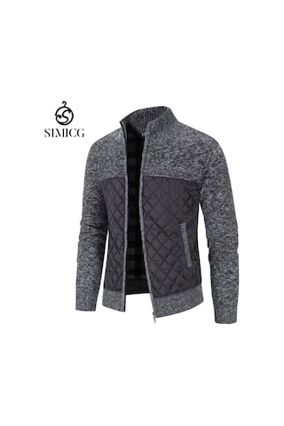 Erkek Kalınlaştırılmış Bol Kesim Hırka Ekose Kareli - Koyu Gri Koyu Gri