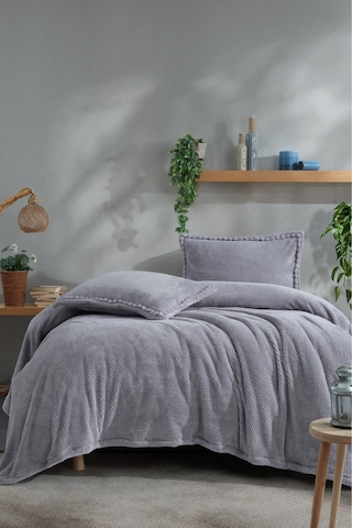 Clasy Wellsoft Ponpon Detaylı Yatak Örtüsü Seti Tek Kişilik Masse 180 X 240 Gri