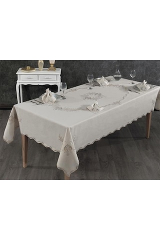 Hazan Fransız Dantelli Yemek Takımı - 25 Parça Cappucino Cappucino