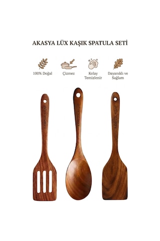 Kamptek Akasya Ahşap 3'lü Mutfak Seti Spatula Ve Kaşık Takımı Kamptek Akasya Ahşap 3'lü Mutfak Seti Spatula Ve Kaşık Takımı