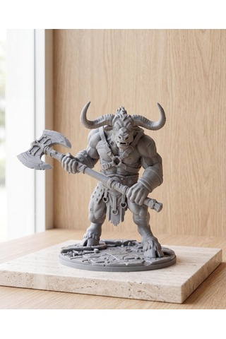 Minotaur Yunan Mitolojisi Boğa Adam Biblosu Antik Fantastik Figür Mat Gri 15 Cm Çalışma Masası Dekoru Mitoloji Sevenlere Hediye 15cm