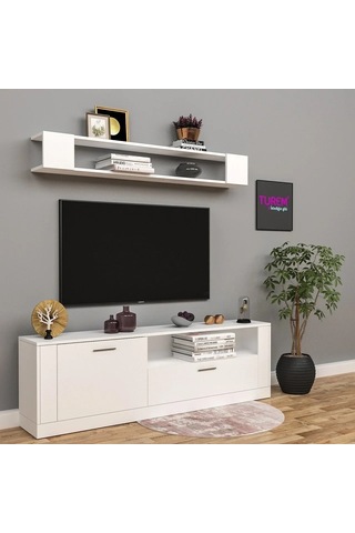 Banu Üstü Raflı Tv Ünitesi Mdf Gri