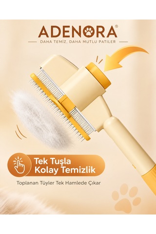 Tek Tuşla Kolay Temizlenir Basmalı Kedi Köpek Tarağı Tüy Toplayıcı Kedi Tarağı Kıtık Açıcı