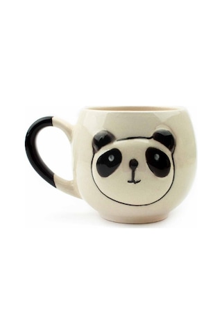 Çizim Panda Krem Parlak Balon Kupa 3d Kabartmalı Krem Kupa - Hediye Seramik Kupa Genel