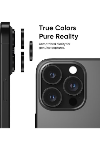 Apple Uyumlu iPhone 16 Pro / 16 Pro Max Kamera Lens Koruyucu Siyah
