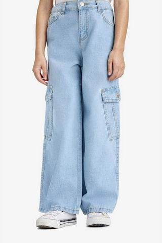 Defacto Wide Leg Kargo Geniş Paça Jean Pantolon Kız Çocuk E5879A825AU Mavi
