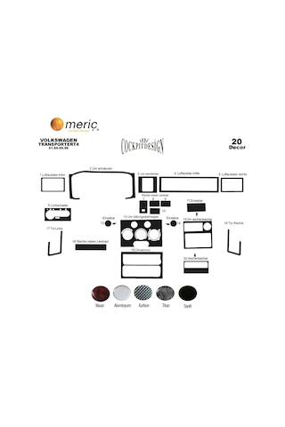 Meriç® Vw Transporter T4 Ön Torpido Kaplama 20 Parça 1996-1998 (530157701)