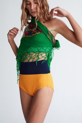 Peraluna Dora Shorts Ribana Örgü Kadın Triko Tayt Şort Turuncu - Xl Turuncu