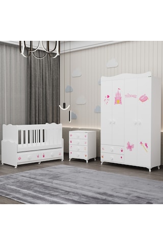 Elegant Yıldız 4 Bebek Odası Takımı - Prenses Beyaz
