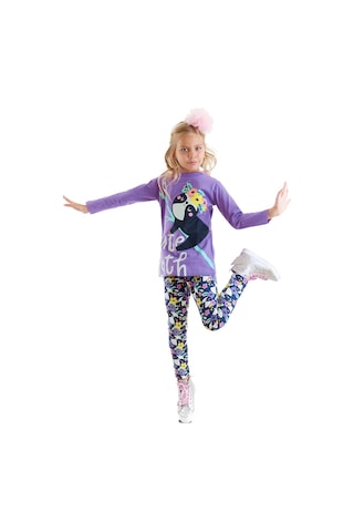 Denokids Tembel Hayvan Kız Çocuk Tunik Tayt Takım Çok Renkli