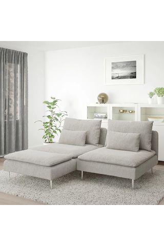 Ikea Bej Şık Kanepe - Uzanma Koltuklu 2'li Kanepe