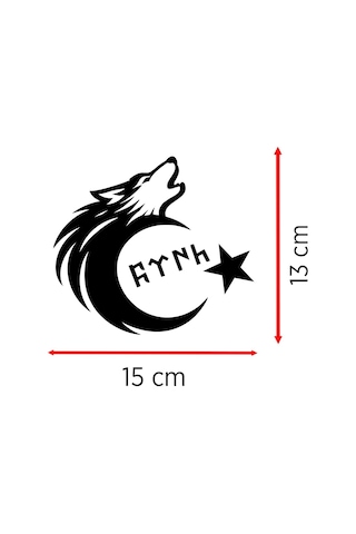 Tr Türk Motifli Bozkurt Ay Yıldız Sticker - Türk Bayrağı Araba Motor Sticker 15x13cm Genel