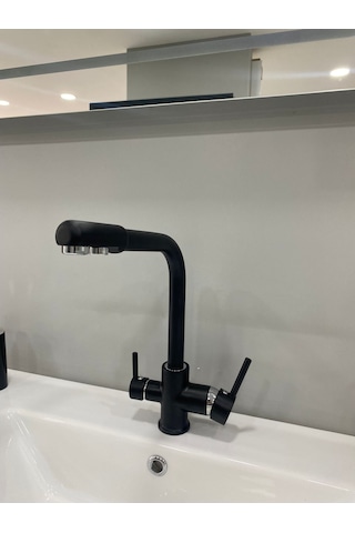 Armour Armatür Arıtmalı Arıtıcılı 3 Yollu Eviye Musluğu Mutfak Bataryası Siyah