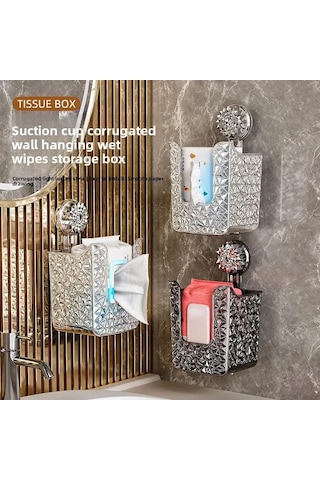 Moveevo Duvar Takılı Islak Mendil Kutusu - Delme Yok Suction Cup Montajlı - Banyo Odası Konforlu Depolama Kutusu Şeffaf Diğer
