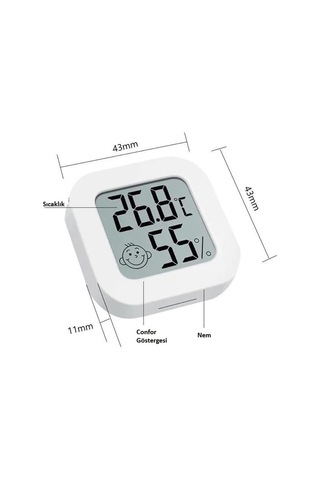 2 Adet Digital Lcd Termometre - Akıllı Sıcaklık Ve Nem Ölçer - Beyaz - Anlık Takip Özelliği