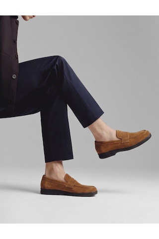Cabani Taba Süet Hakiki Deri Erkek Loafer Ayakkabı