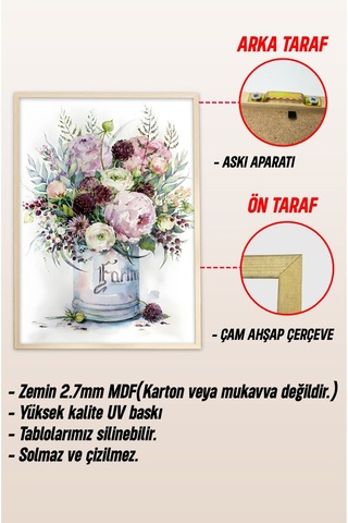Ahşap Çerçeveli Mdf Tek Tablo Çiçek Dekoru Tablo Kendi Tablo Setinizi Oluşturacağınız Liste 23 X 32 Çerçeveli 1075