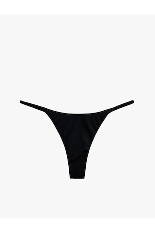 Koton Düşük Bel Yanları Ayarlanabilir İpli String Bikini Altı Siyah 6sak00042mm