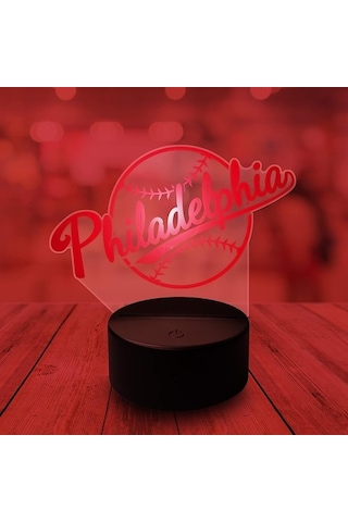 Goldenqian 3d Beyzbol Philadelphia Gece Lambası 3d Illusion Lamba Boys Için Hediye 16 Değişen Renk Uzaktan Kumanda Çocuk Odası Top Dekor Aydınlatma 6z1hsr Siyah