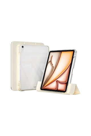 iPad Uyumlu  Air 11 2024 Kılıf Magnetik Ayrılabilen Airbagli Tygo Sliding Tablet Kılıfı - Gold Arka Kapak