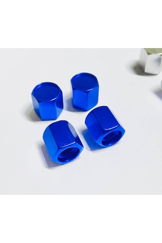 Tüm Araçlara Uyumlu Alüminyum Sibop Kapağı 4'lü Set Mavi