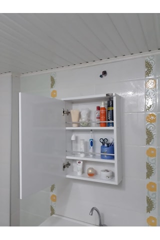 Tek Kapaklı Lavabo Üstü Banyo-Wc Dolabı (Günlük Kargo) Beyaz