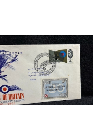 1965 İngiltere Polish Air Force İn The Battle Of Britain 25. Ann. Royal Air Force Fdc İlk Gün Zarf  Teşhir Ürün