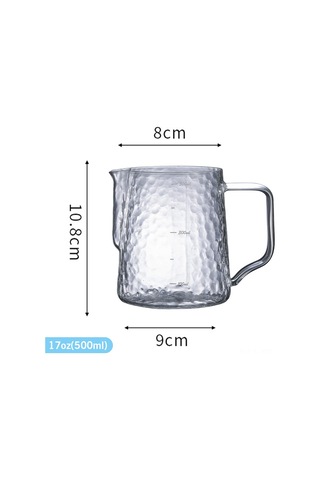 Xiyyadms 500ml/17oz Borosilikat Cam Latte Kahve Köpürtme Kasesi, Ölçü İzli, Cam Veya Ahşap Kollü Süt Köpürücü Diğer