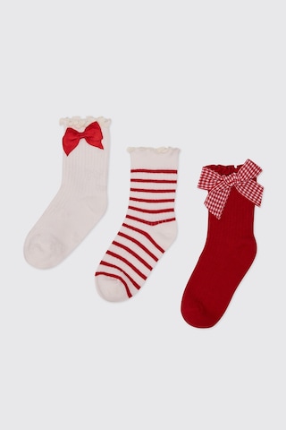 Panço Kız Çocuk 3'lü Nakışlı Multi Çorap Seti 2612gk11016 Renkli