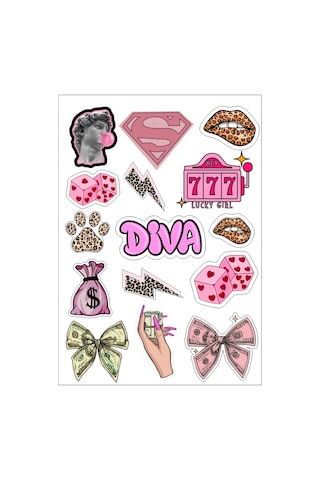 Diva Sticker Set 30x21 Sticker Apple Uyumlu Macbook Notebook Tablet Telefon Ajanda Laptop Defter Sticker Seti