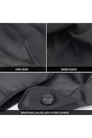 Fosenze Unisex Siyah Bisiklet Maskesi - Isı Sağlar, Rüzgar Ve Toz Korur, Nefes Valfi İle Konforlu, Spor İçin Elbise Xt7912 Siyah