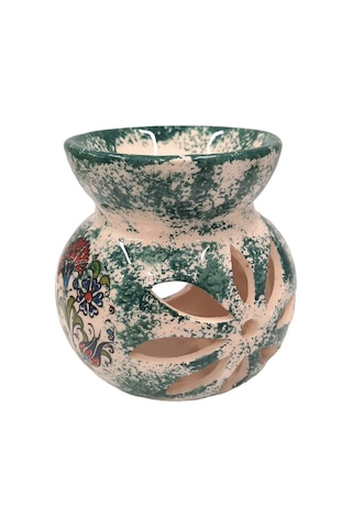 Motifli Seramik Buhurdanlık Yeşil