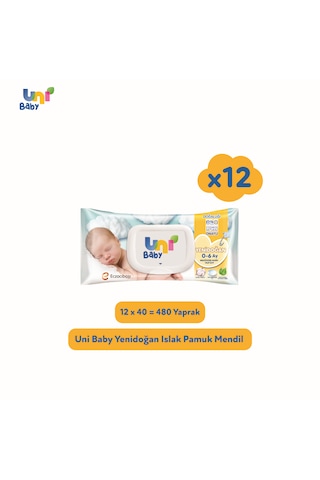 Uni Baby Yenidoğan Islak Havlu Mendil 12 x 40'lı 480 Yaprak