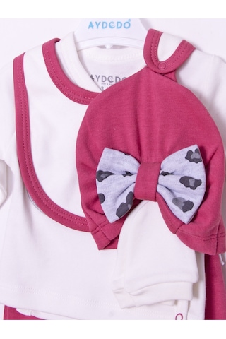 Aydodo Kız Bebek 5li Zıbın Set Pembe Bebe Takım Gülkurusu