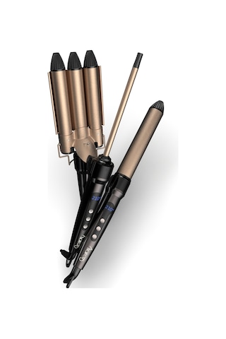 Hairens Hrs-960 - 4 Parça Saç Şekillendirme Seti Wag Maşa & Afro İnce Maşa & 32 MM Kalın Maşa