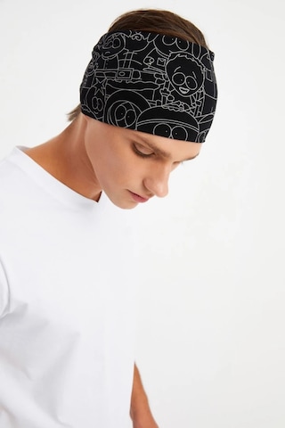 Erkek Pamuklu Penye, Kaymaz, Ultra Hafif, Spor Geniş Saç Bandı Bandana Buff - Tek Ebat / Siyah-melanj Siyah-melanj