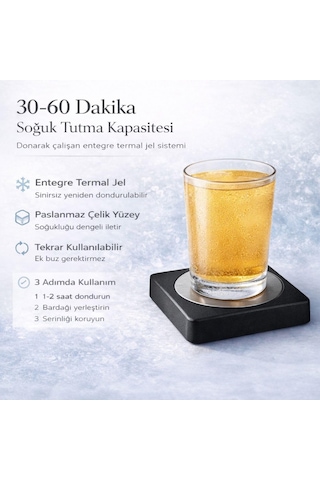 Iceramp Siyah Ehlikeyf, Ice Ramp Bardak Soğutucu Altlık Termojelli, Paslanmaz Çelik, Donarak Soğutan Diğer