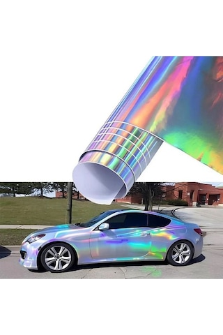 Hologram Gökkuşağı Rainbow Folyo Hava Kanallı Araç Döşeme Kaplama Folyosu 30 Cm X 1 Metre Folyo