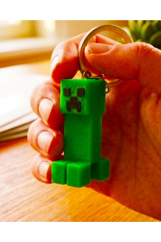 Minecraft Creeper Anahtarlık - 3d Baskı Yeşil Creeper Figürlü Özel Tasarım 3d Anahtarlık