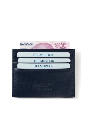 Helmbrook London Barry Erkek Lacivert Deri Özel Tasarım Çok Bölmeli Rfid Korumalı Kartlık Lacivert
