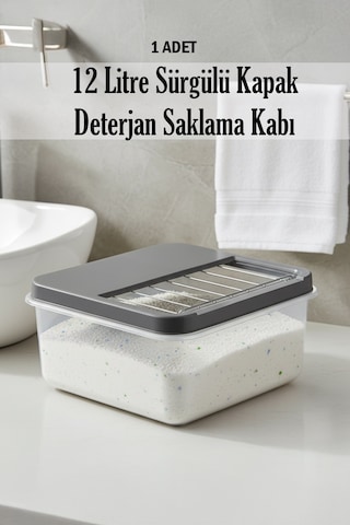 12 Litre Çok Amaçlı Sürgülü Kapak Saklama Kabı Patates Soğan Deterjan Vs. Antrasit Kapak