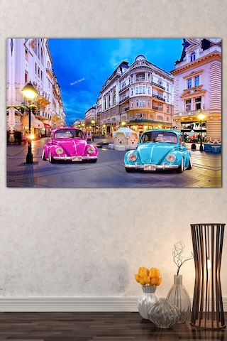 Renkli Vosvoslar ve Şehir Kanvas Tablo 120 x 80