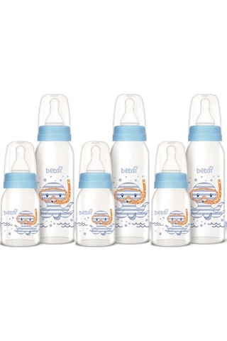 Bebsi Cam Biberon Seti Mavi 250ml+125ml 3 Lü Set