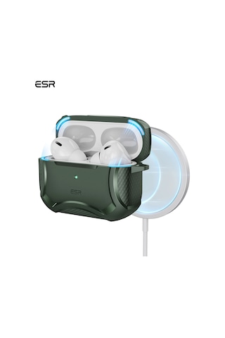 Apple AirPods Uyumlu Pro / Pro 2 Kılıf - Cyber Armor Tough Halolock Magsafe Kılıf Yeşil
