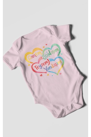 Morivokids Annem Yoldaşım Teyzem Yandaşım Kısa Kollu Bebek Body Bebe Pembe
