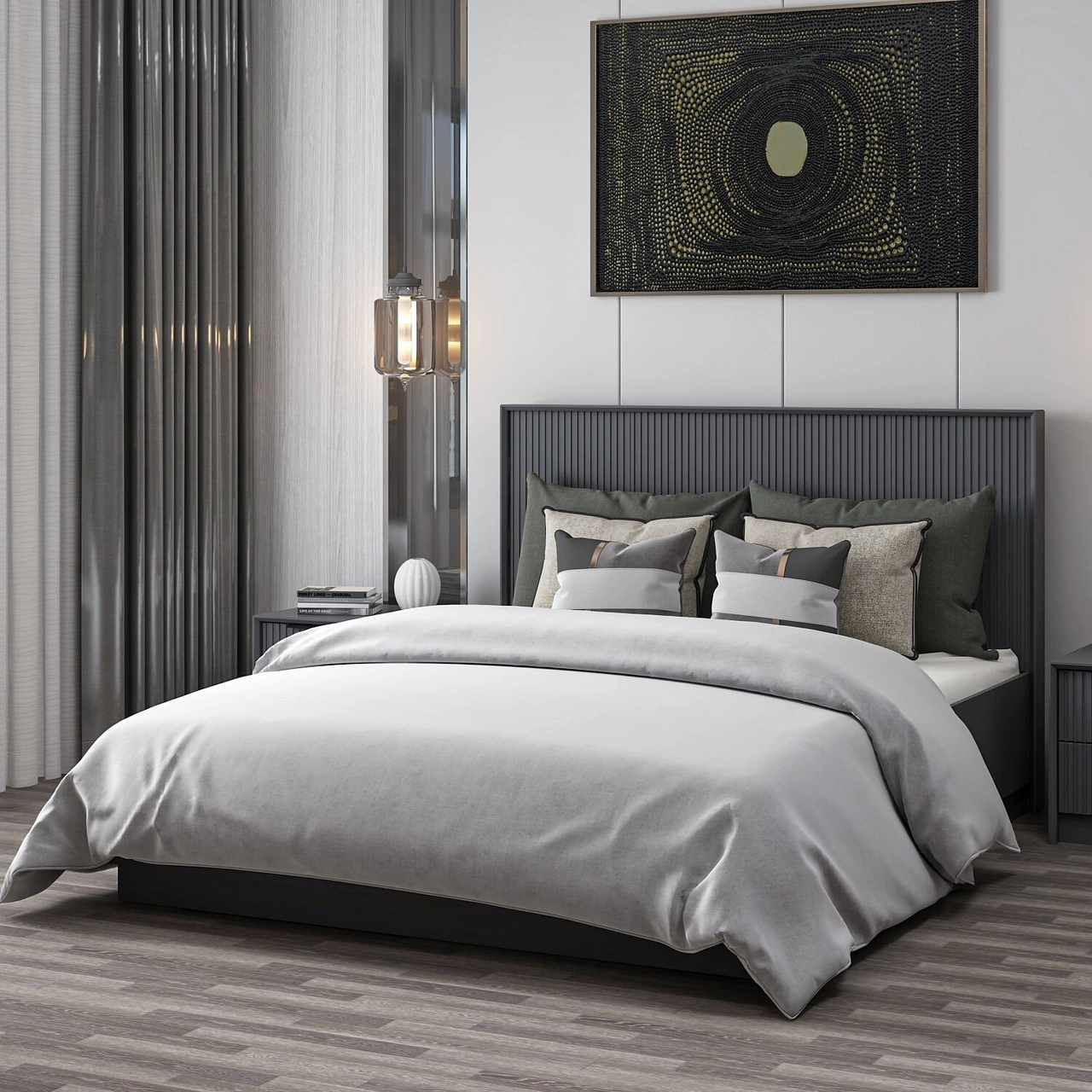 Kale Luxe 160x200 Baza Başlık Seti - Antrasit 160 x 200 CM