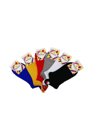 Bonbonetti Kadin 6 Li Renkli Emoji Figürlü Nakişli Patik Çorap Çok Renkli