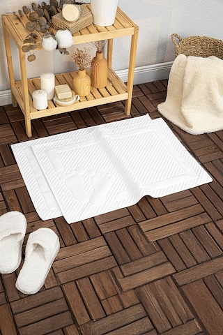 Leoline %100 Pamuk Premium 2'li Ayak Havlusu - Beyaz Beyaz