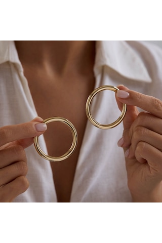 14k Altın Halka Küpe 4 Mm 4.5 Cm T14313 Renkli