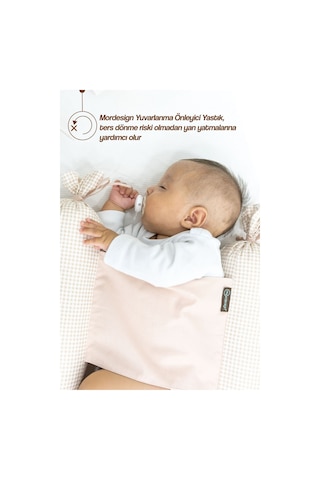 Mordesign Bebek Yuvarlanma Önleyici Yastık, Yenidoğan Yan Yatış Yastığı, Puffs Serisi Bej Zg987-1